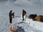 Building snow walls at Low Camp